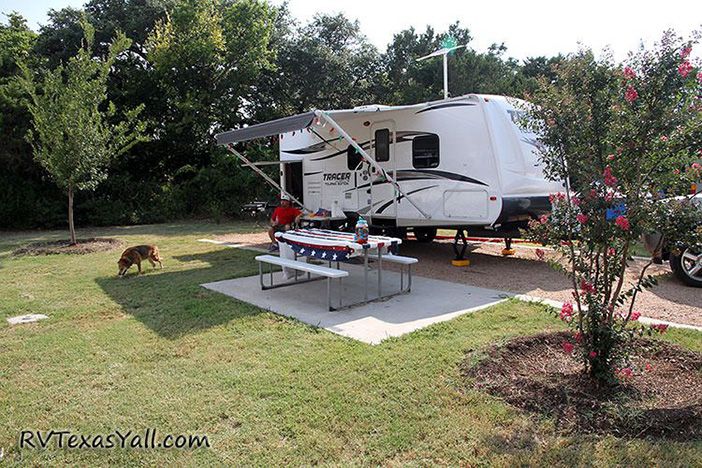 Campsite at La Hacienda RV Resort in Austin, Texas